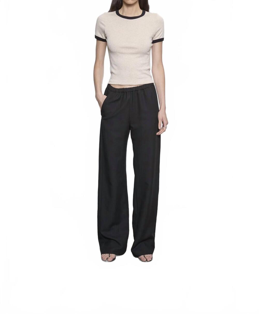 NEW ENZA COSTA cotton classic ringer tee in wheat/black